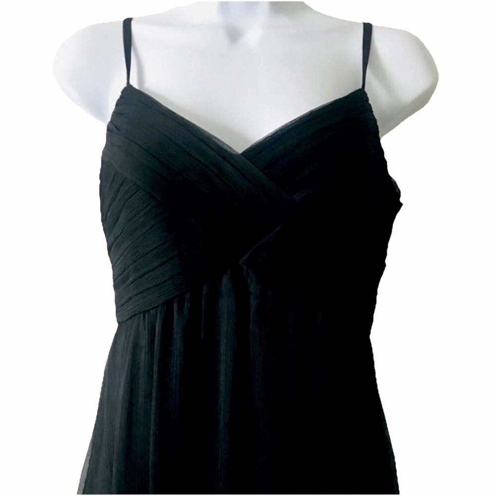 BHLDN Gown Sz S Babydoll black maxi Dress spaghettis‎ straps Anthropologie